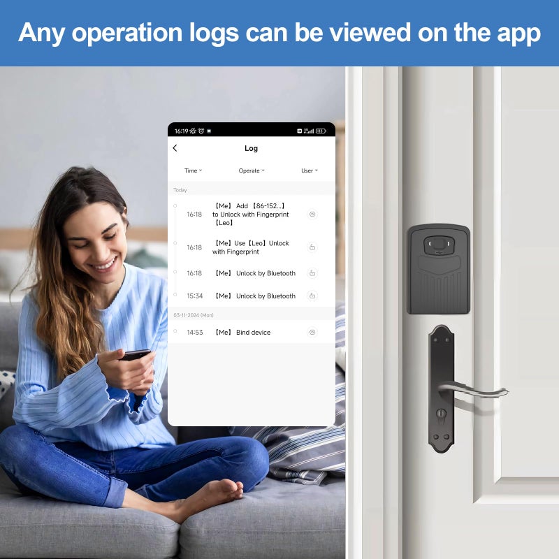 Loccess Fingerprint Smart Key Lock Box for Outside  Remote Access Wireless Key Box Operate on iOS/Android APP with WiFi Gateway  Large Capacity Bluetooth Key Safe Box - Image 5